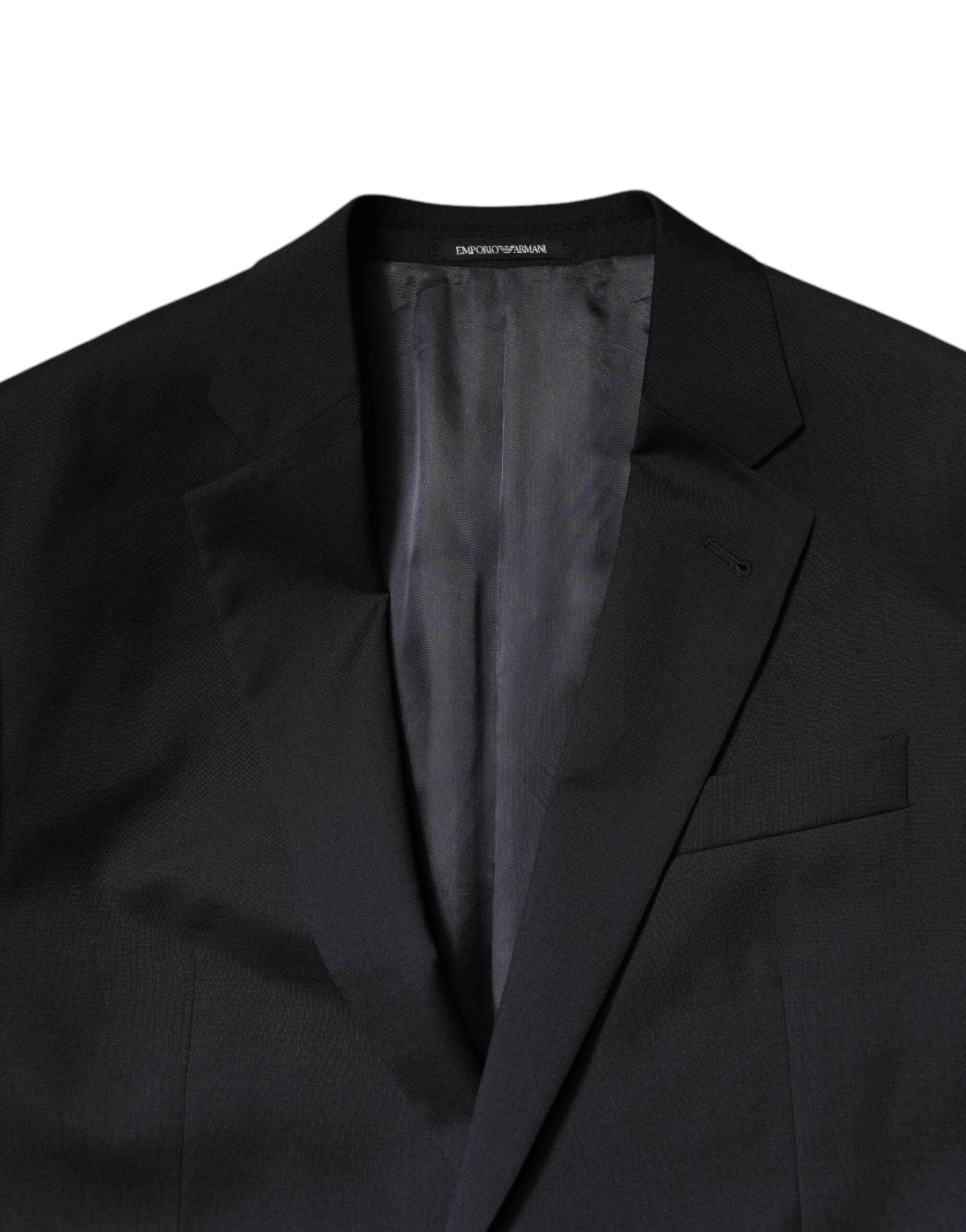 Emporio Armani Black Single Breasted Formal 2 Piece Suit - Hilstor
