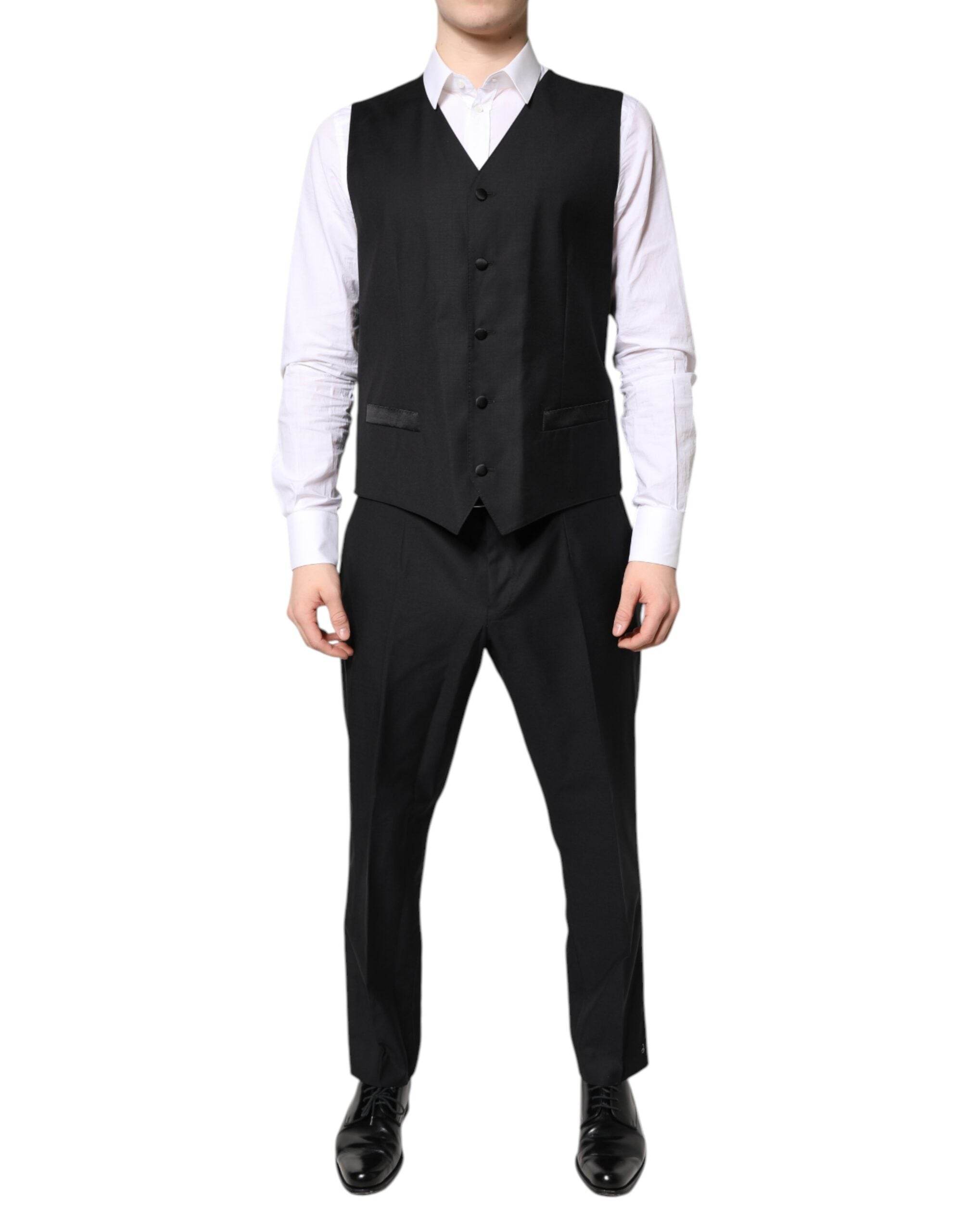 Dolce & Gabbana Black Double Breasted Formal 3 Piece Suit - Hilstor