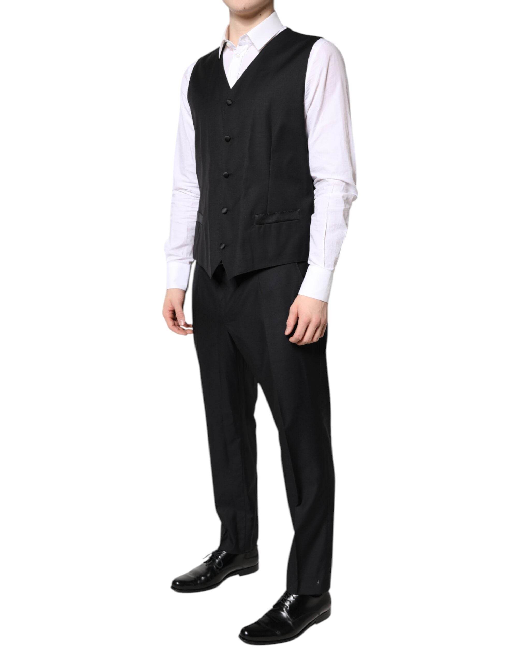 Dolce & Gabbana Black Double Breasted Formal 3 Piece Suit - Hilstor