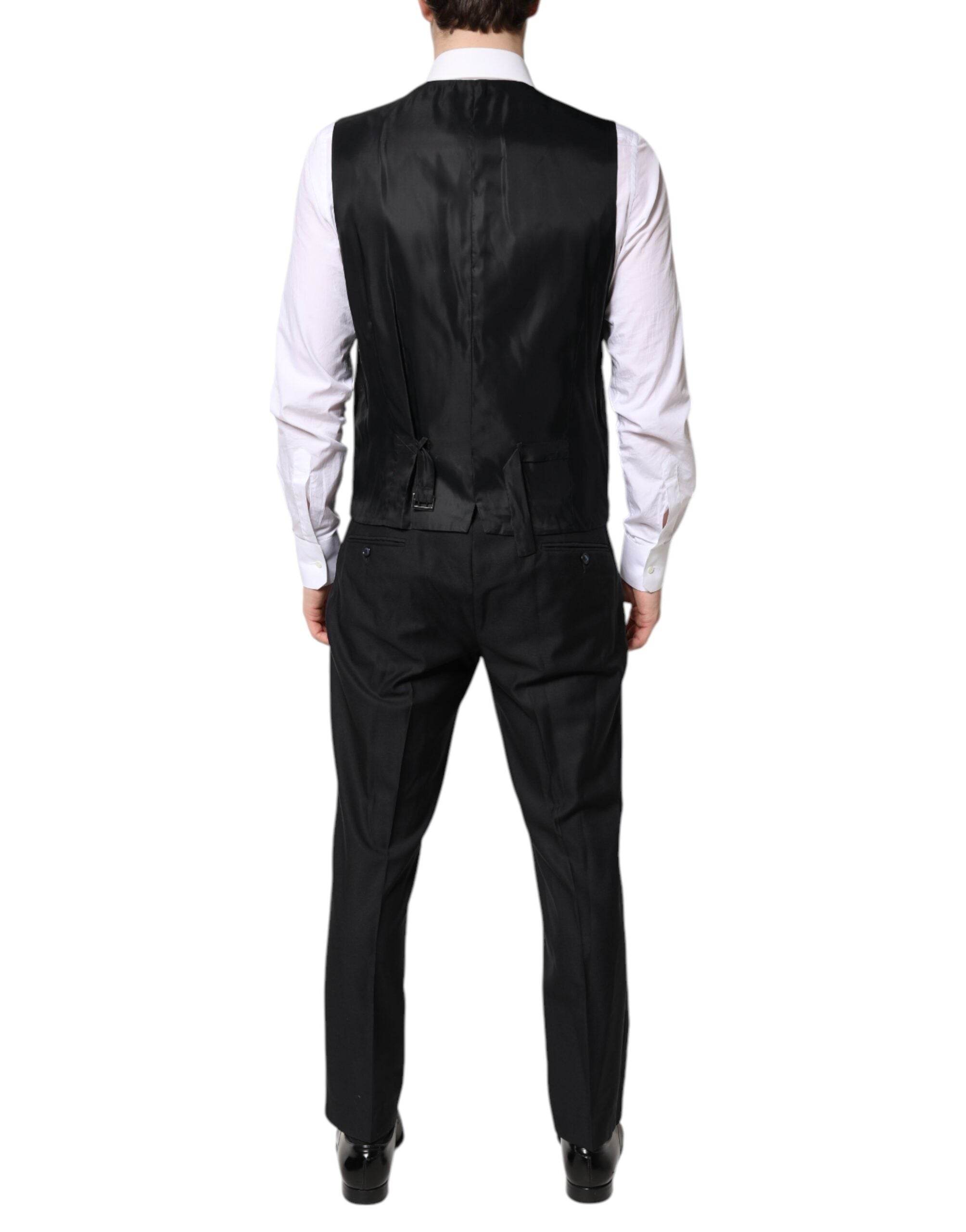 Dolce & Gabbana Black Double Breasted Formal 3 Piece Suit - Hilstor