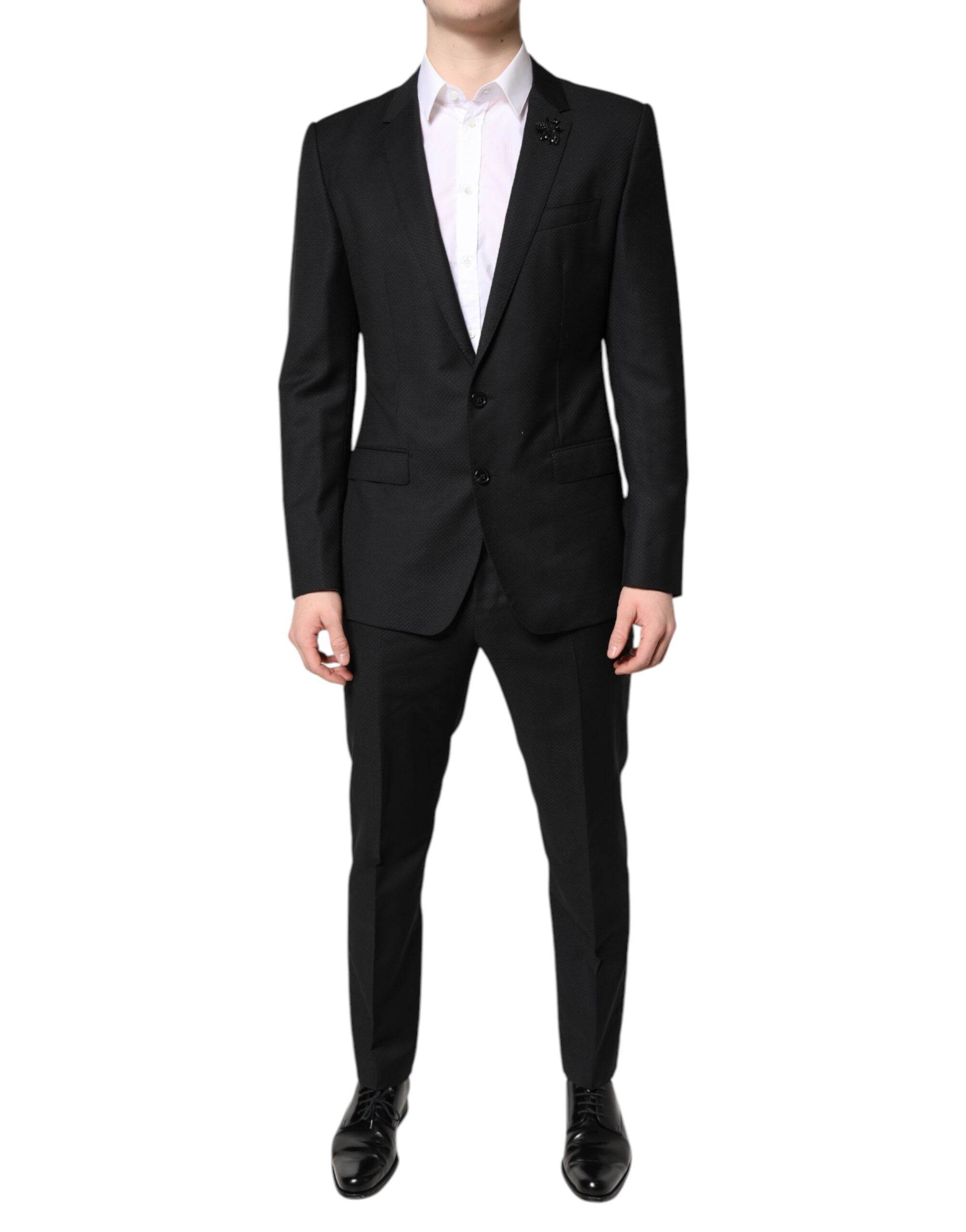 Dolce & Gabbana Black Wool Single Breasted 2 Piece Suit - Hilstor