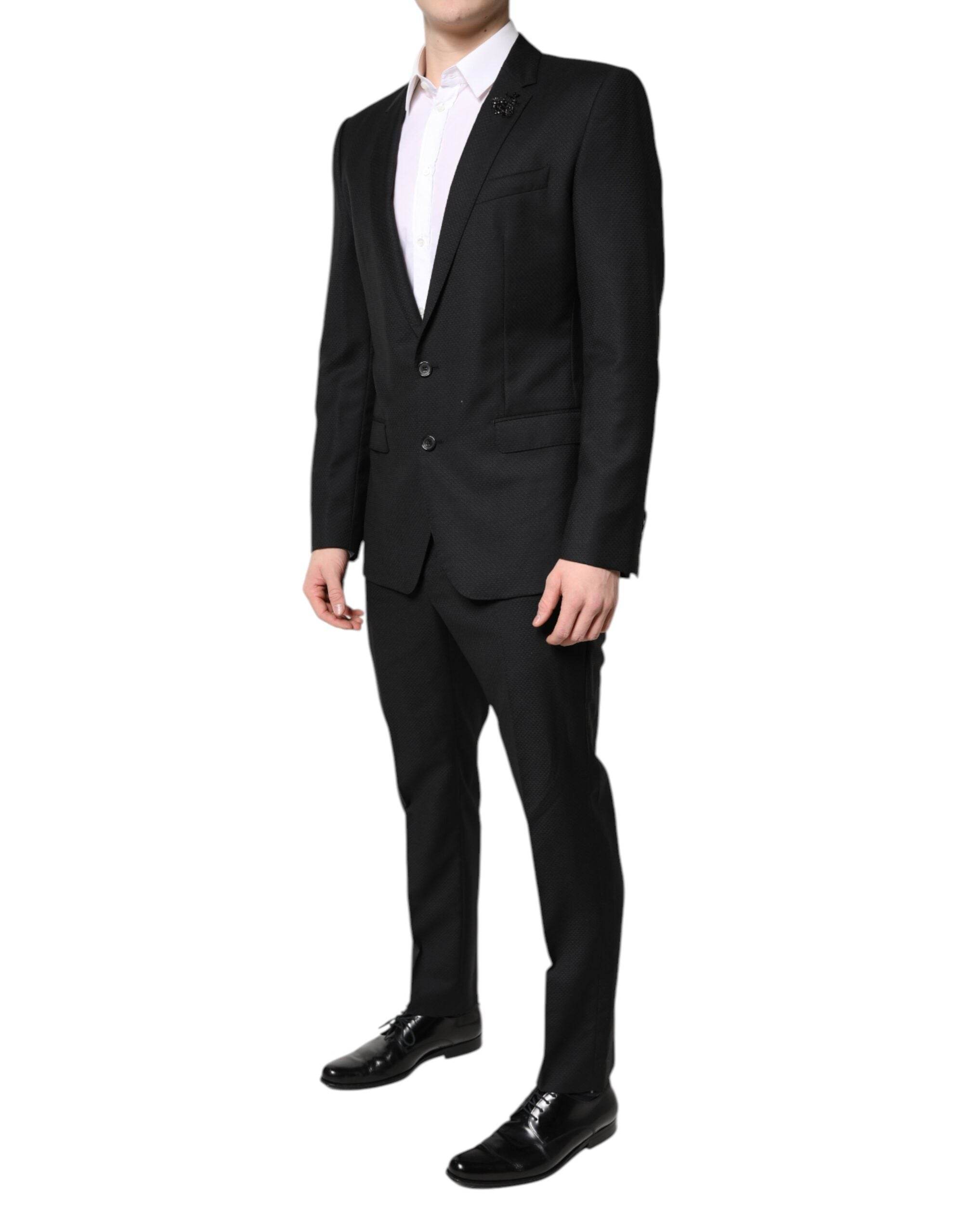 Dolce & Gabbana Black Wool Single Breasted 2 Piece Suit - Hilstor