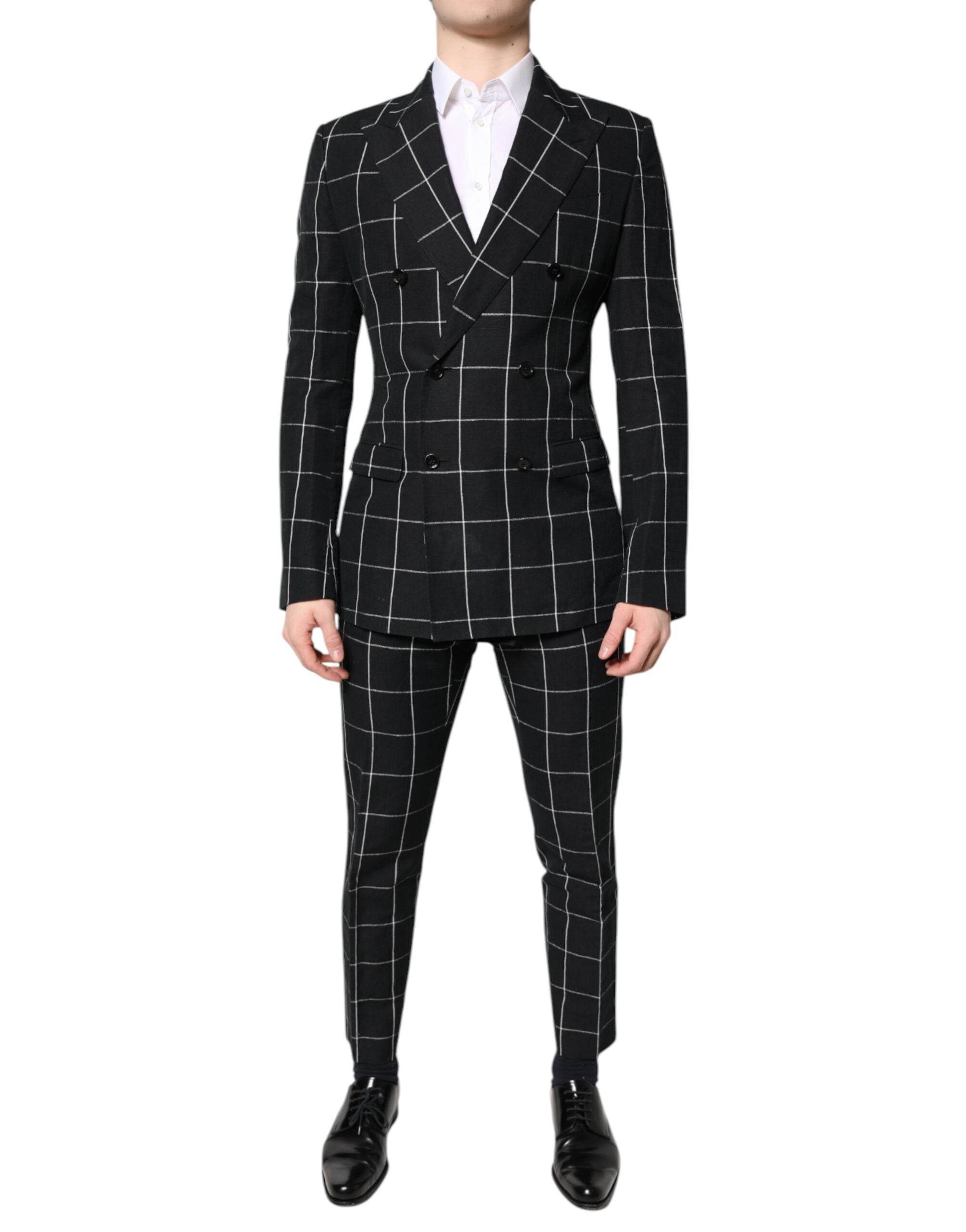 Dolce & Gabbana Black TAORMINA Double Breasted 2 Piece Suit - Hilstor