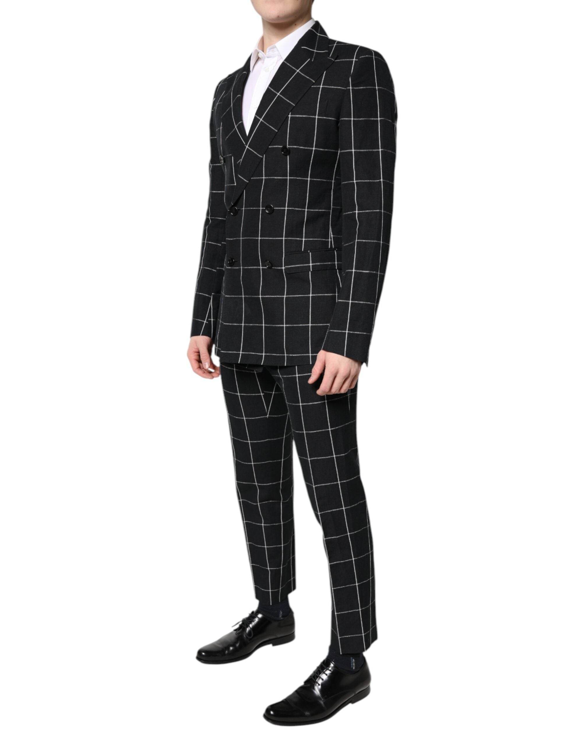 Dolce & Gabbana Black TAORMINA Double Breasted 2 Piece Suit - Hilstor