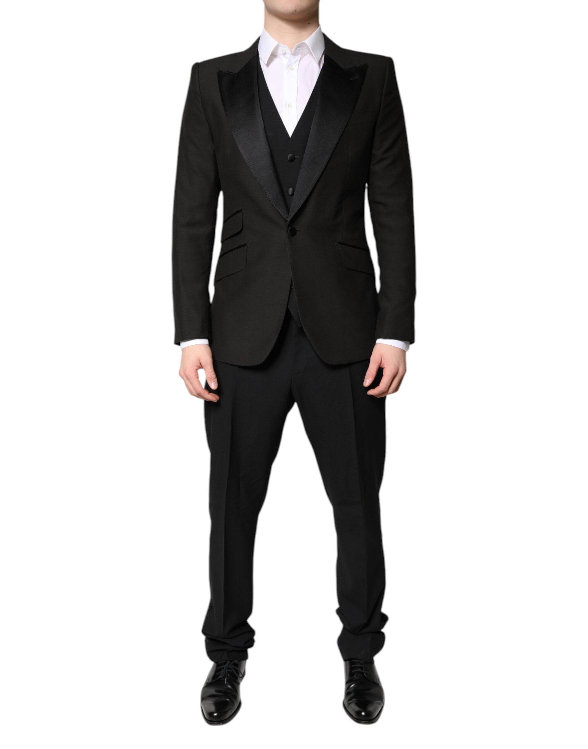 Dolce & Gabbana Black Single Breasted Formal 3 Piece Suit - Hilstor