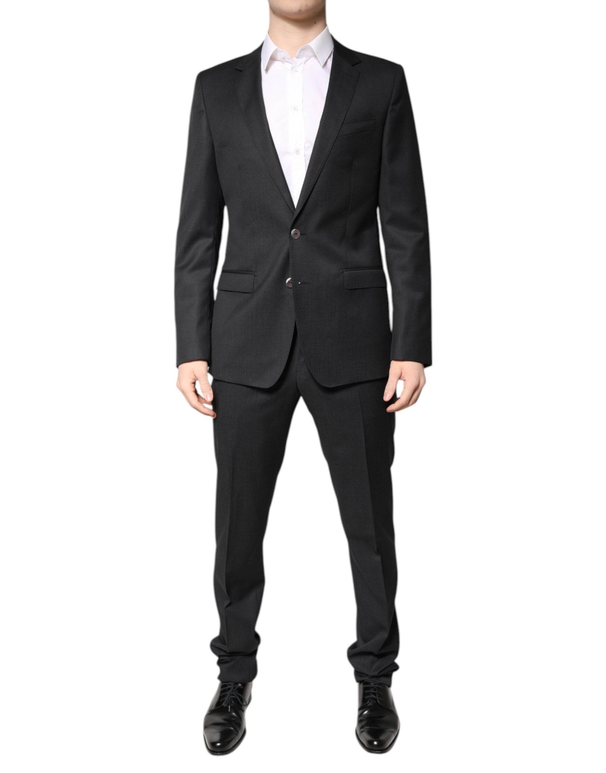 Dolce & Gabbana Dark Gray Wool Single Breasted 2 Piece Suit - Hilstor