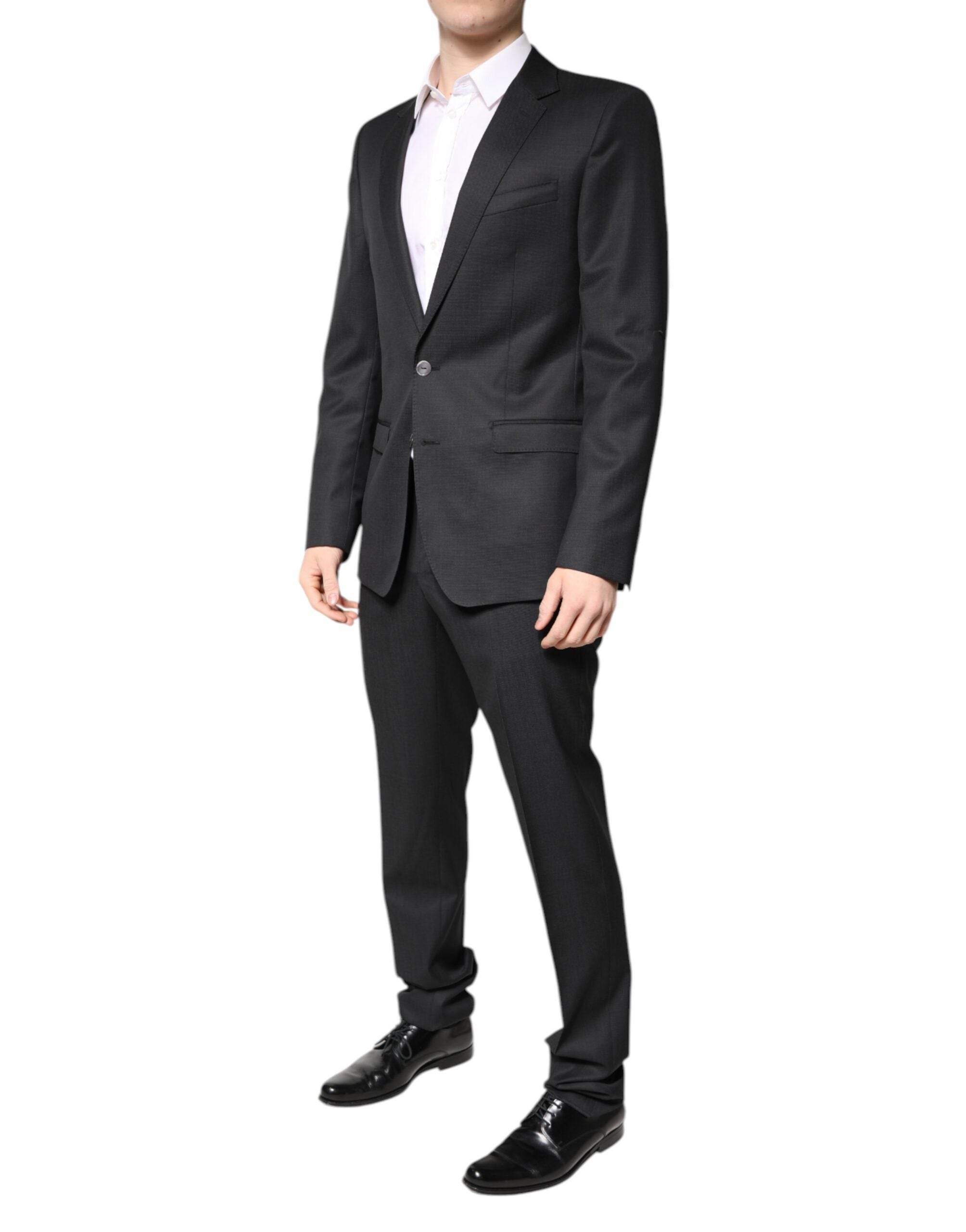 Dolce & Gabbana Dark Gray Wool Single Breasted 2 Piece Suit - Hilstor
