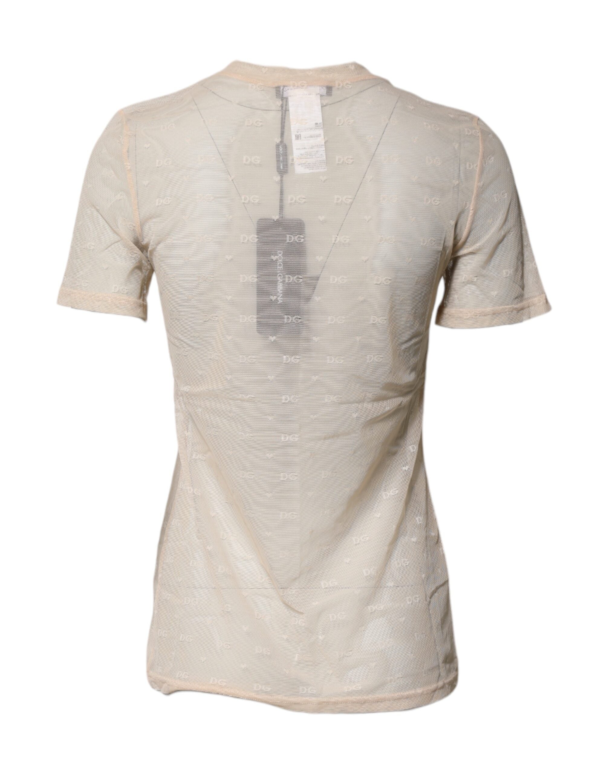 Dolce & Gabbana Ivory Nylon See Through Women Short Sleeves Top