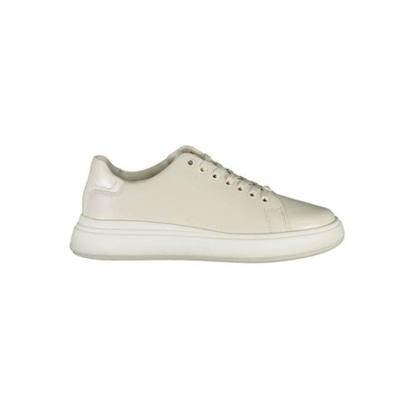 Calvin Klein Beige Leather Women Sneaker - Hilstor