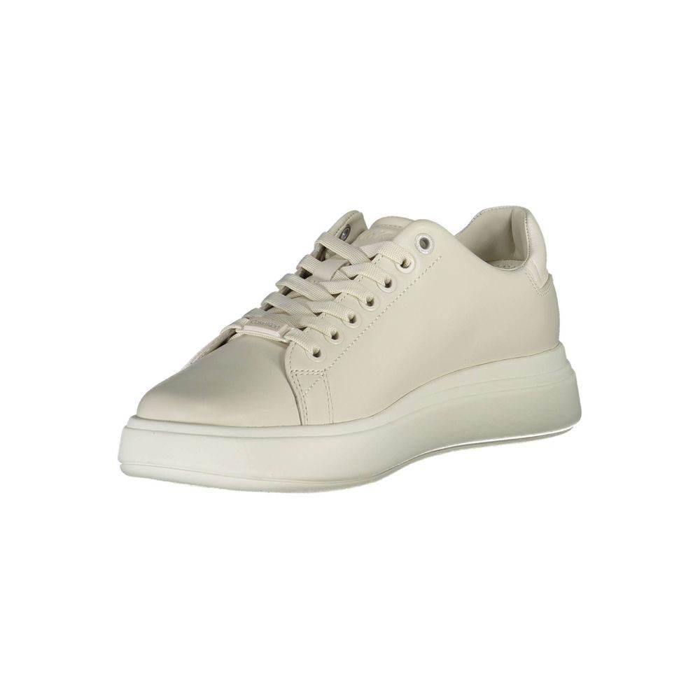 Calvin Klein Beige Leather Women Sneaker - Hilstor