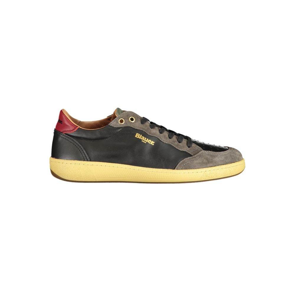 Blauer Black Leather Men Sneaker - Hilstor