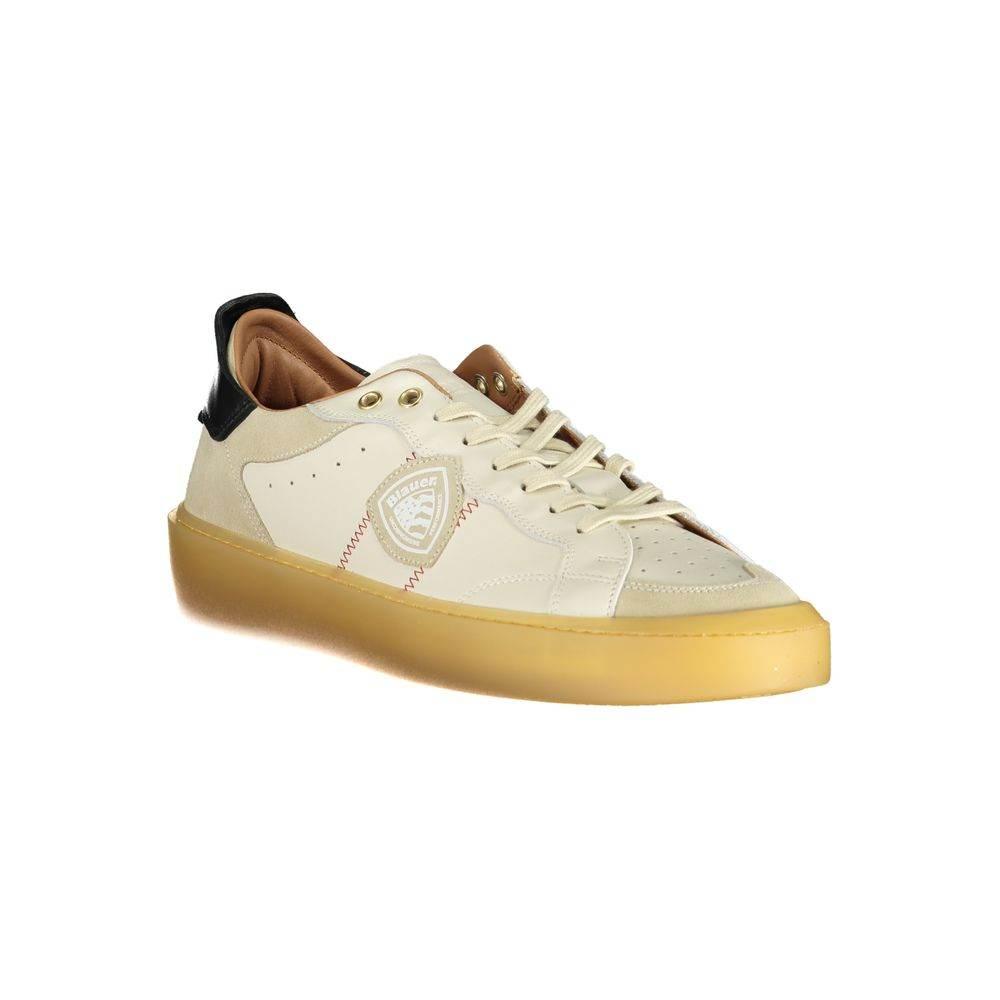 Blauer White Leather Men Sneaker - Hilstor