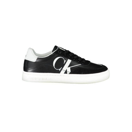 Calvin Klein Sleek Black Lace-Up Sneakers With Contrast Details - Hilstor