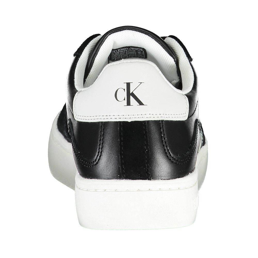 Calvin Klein Sleek Black Lace-Up Sneakers With Contrast Details - Hilstor