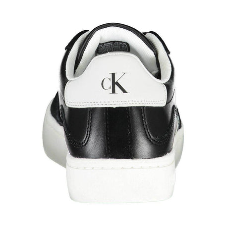 Calvin Klein Sleek Black Lace-Up Sneakers With Contrast Details - Hilstor