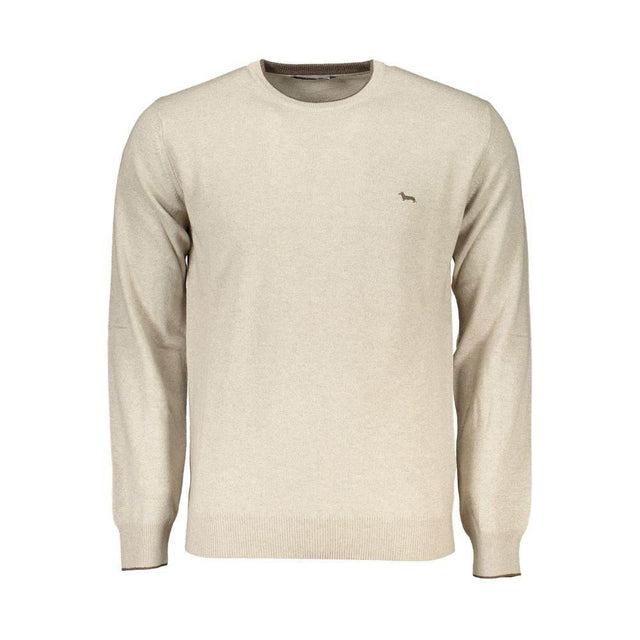 Harmont & Blaine Beige Crew Neck Luxury Sweater with Embroidery - Hilstor