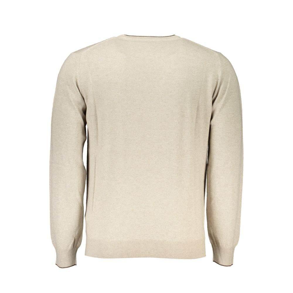 Harmont & Blaine Beige Crew Neck Luxury Sweater with Embroidery - Hilstor