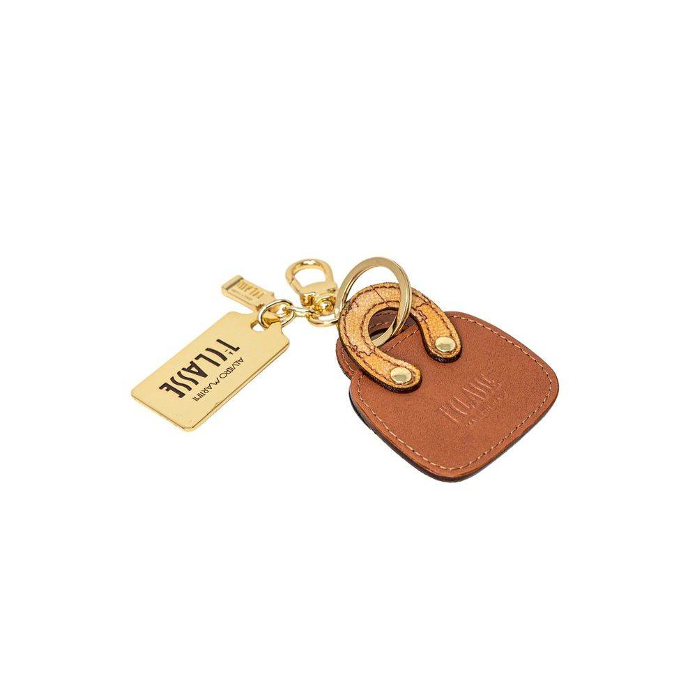 Alviero Martini Prima Classe Beige Leather Keychain - Hilstor