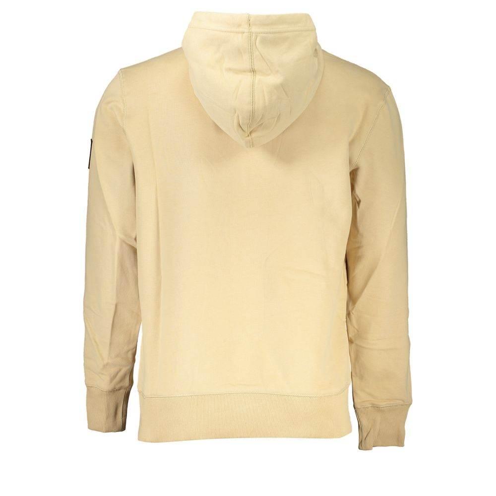 Calvin Klein Beige Brushed Cotton Hoodie with Central Pocket - Hilstor