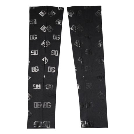Dolce &amp; Gabbana Sorte DG Logo Monogram Uld Stretch Ærmeærmer