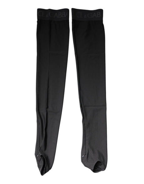 Dolce & Gabbana Black Viscose Stretch Over Calf Stockings Socks