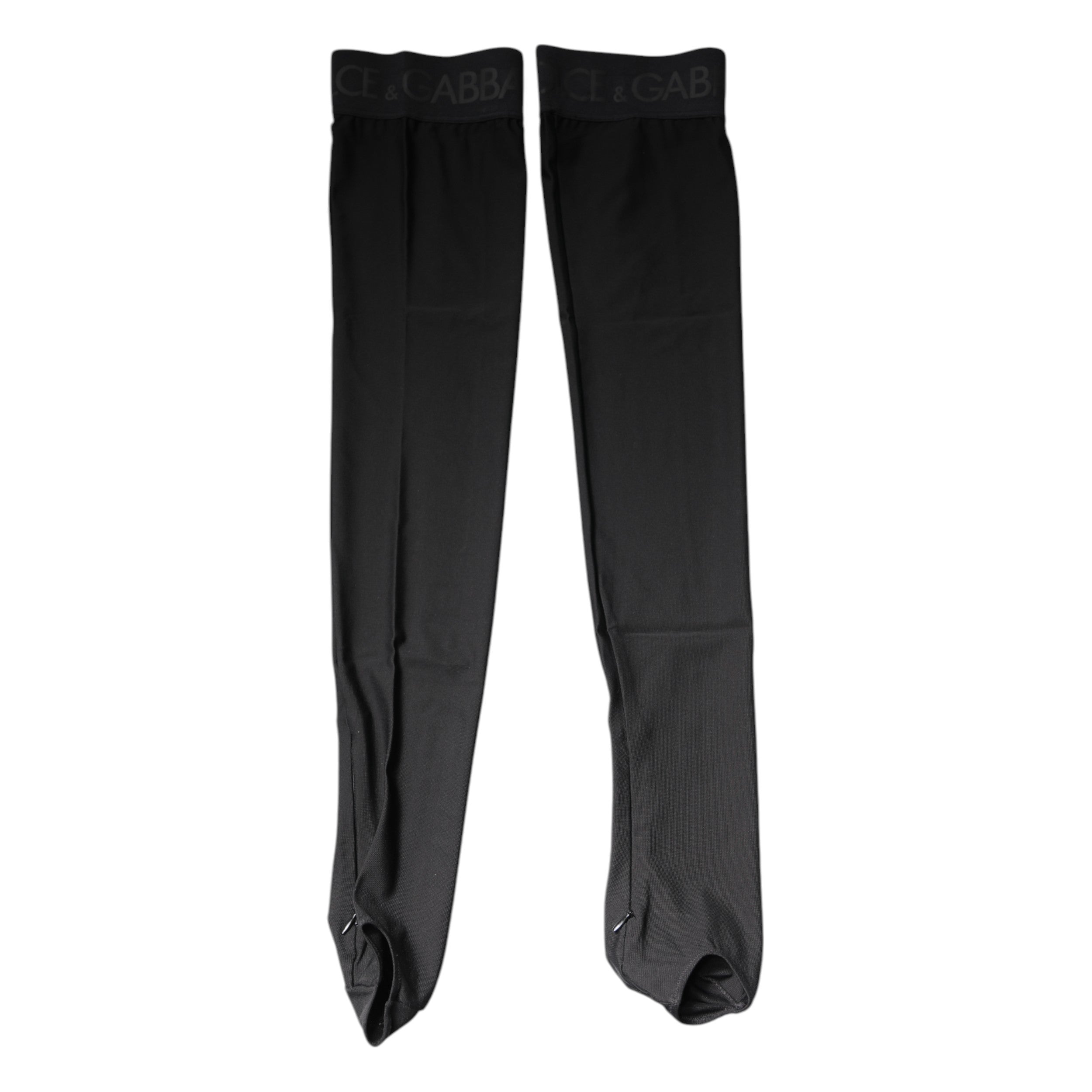 Dolce & Gabbana Black Viscose Stretch Over Calf Stockings Socks