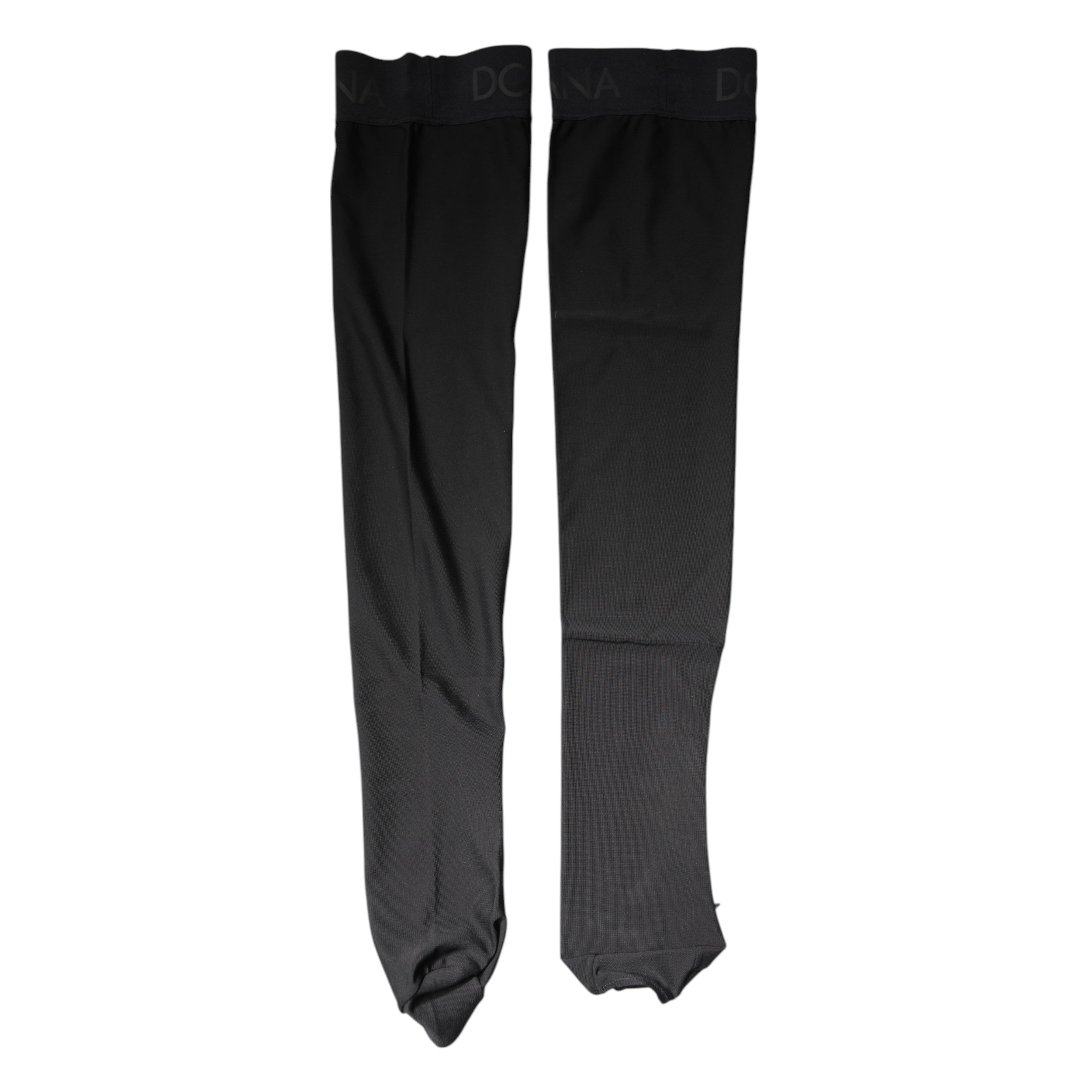 Dolce & Gabbana Black Viscose Stretch Over Calf Stockings Socks