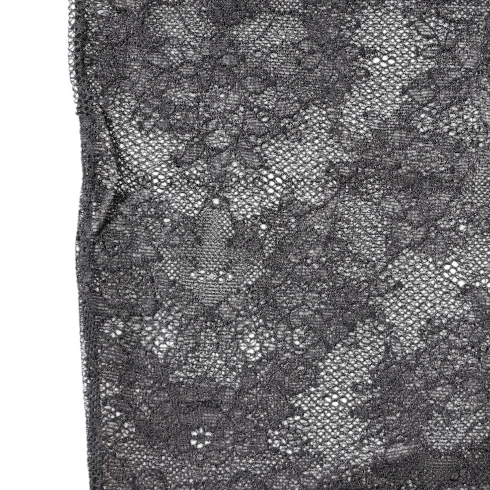 Dolce &amp; Gabbana Svarta Blommiga Spetsstrumpor i Bomull Stretchig