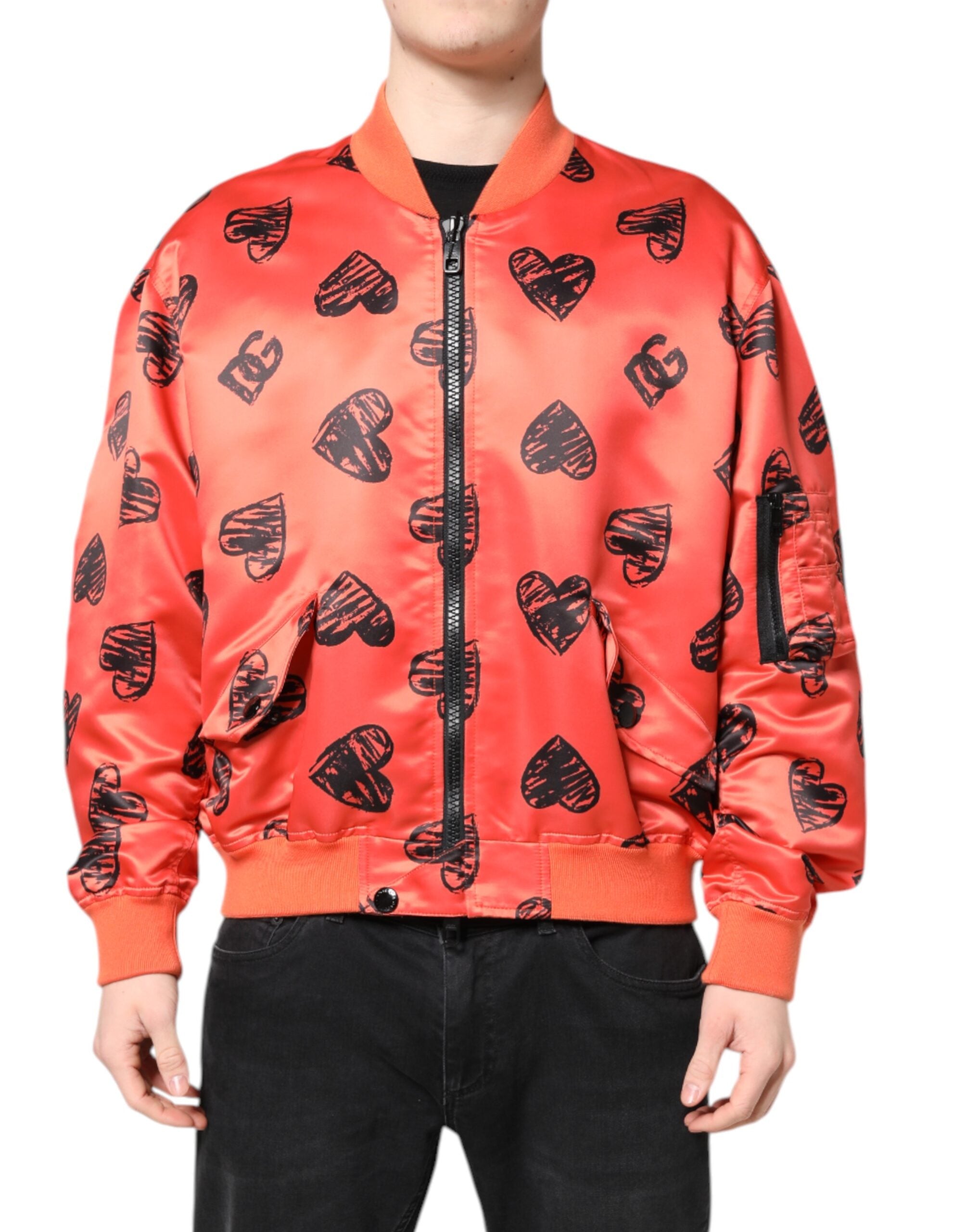 Dolce &amp; Gabbana Orange DG Heart Full Zip Herre Bomberjakke