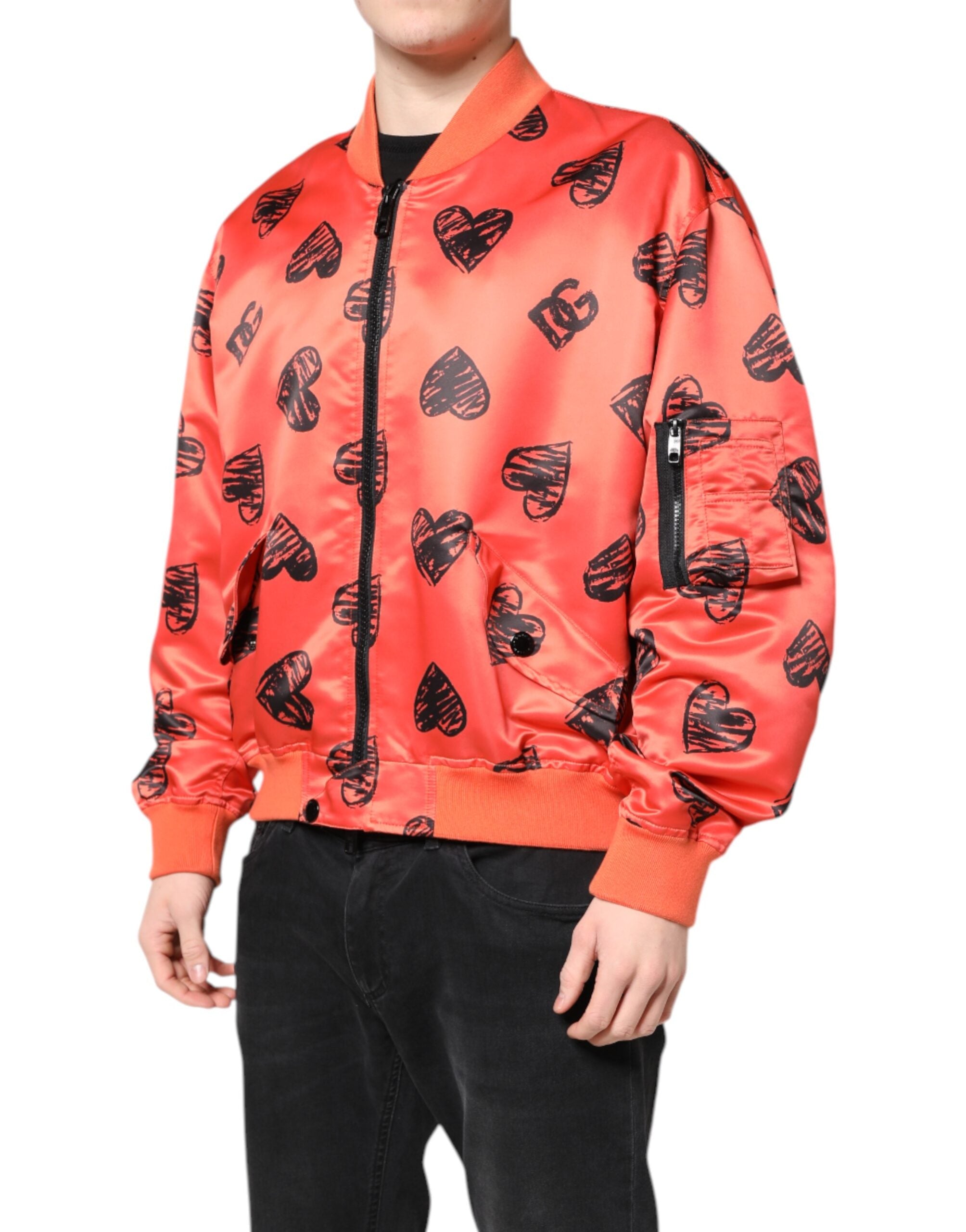 Dolce &amp; Gabbana Orange DG Heart Full Zip Herre Bomberjakke