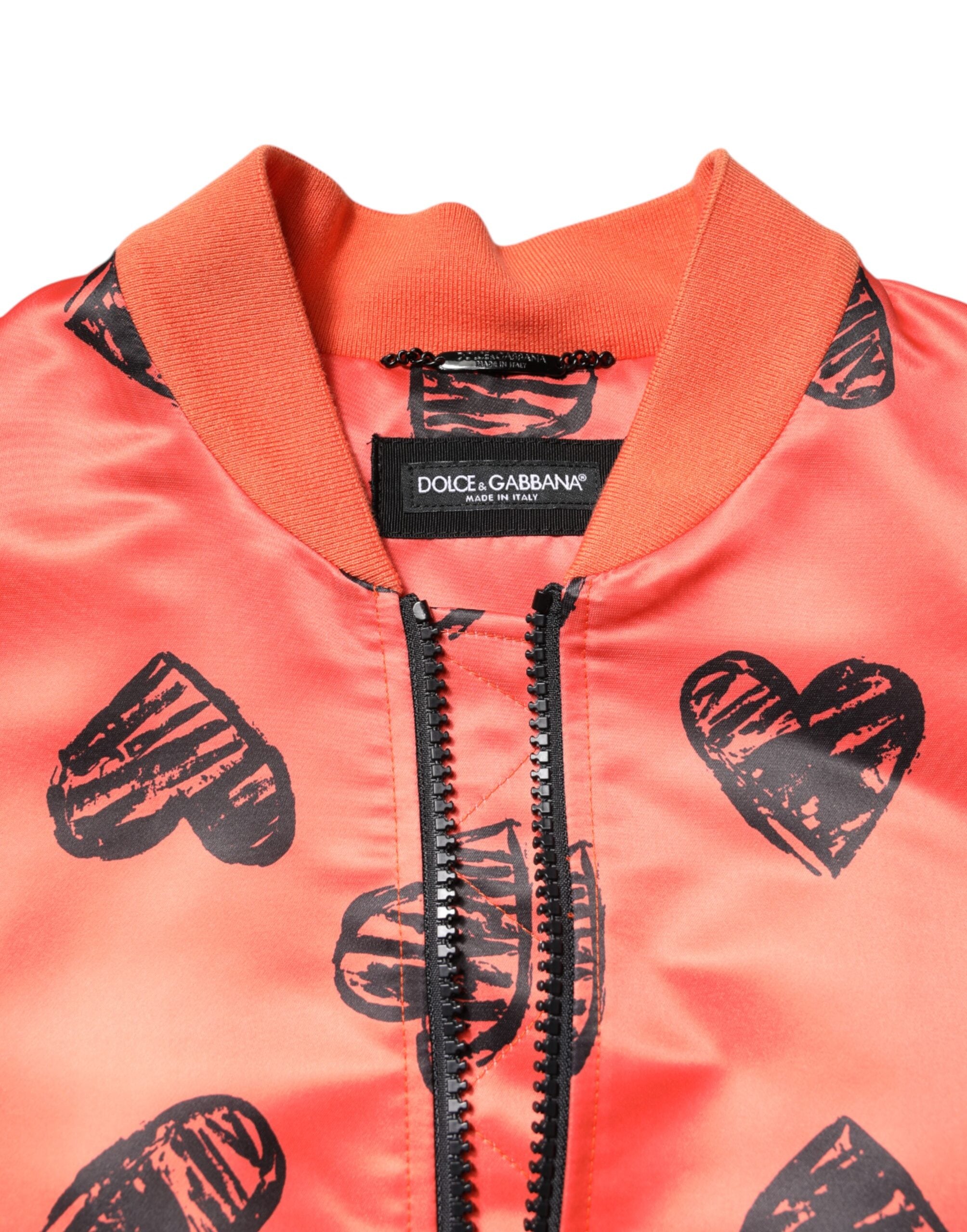 Dolce &amp; Gabbana Orange DG Heart Full Zip Herre Bomberjakke