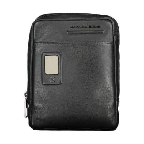 Piquadro Elegant Black Leather Shoulder Bag - Hilstor