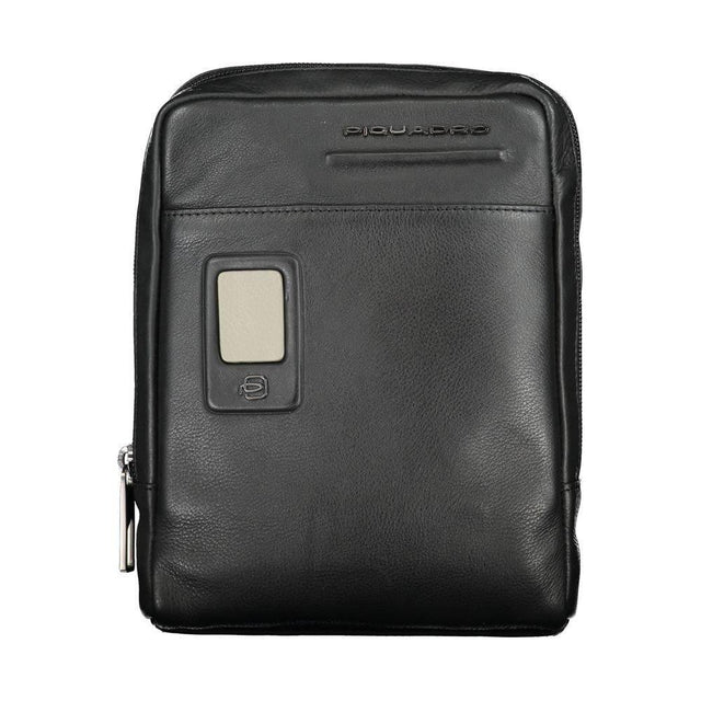 Piquadro Elegant Black Leather Shoulder Bag - Hilstor