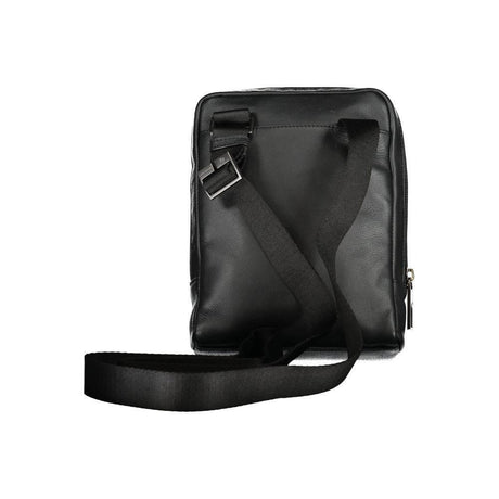 Piquadro Elegant Black Leather Shoulder Bag - Hilstor