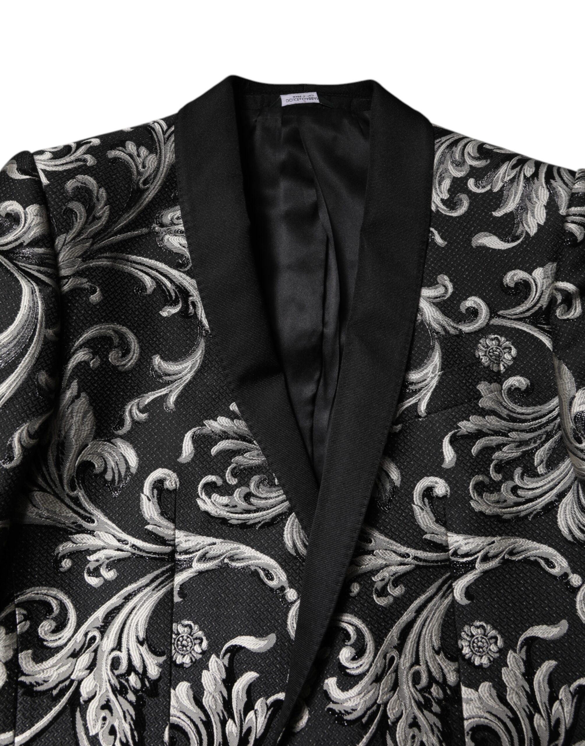 Dolce &amp; Gabbana Sort Grå MARTINI Jacquard Herre 3-delt Jakkesæt