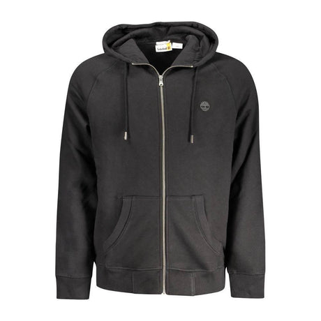 Timberland Black Cotton Mens Sweater with Central Pockets and Zip - Hilstor