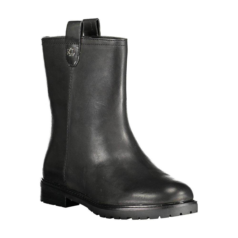 Ralph Lauren Black Leather Women Boot - Hilstor