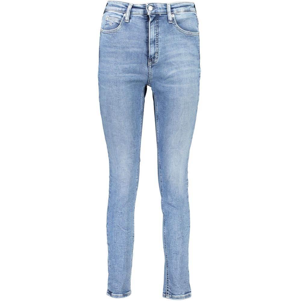 Calvin Klein Blue Cotton Women High Rise Skinny Jean - Hilstor