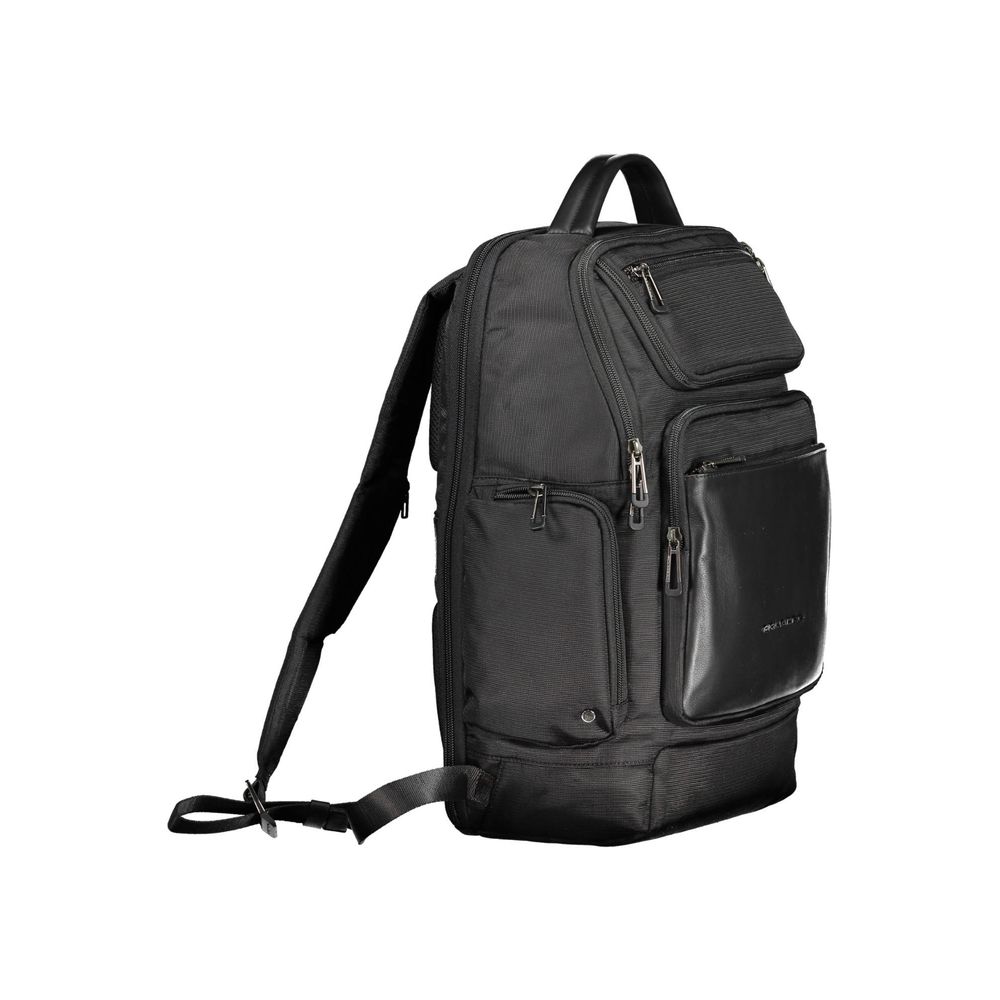 Piquadro Black Recycled Polyethylene Men Backpack