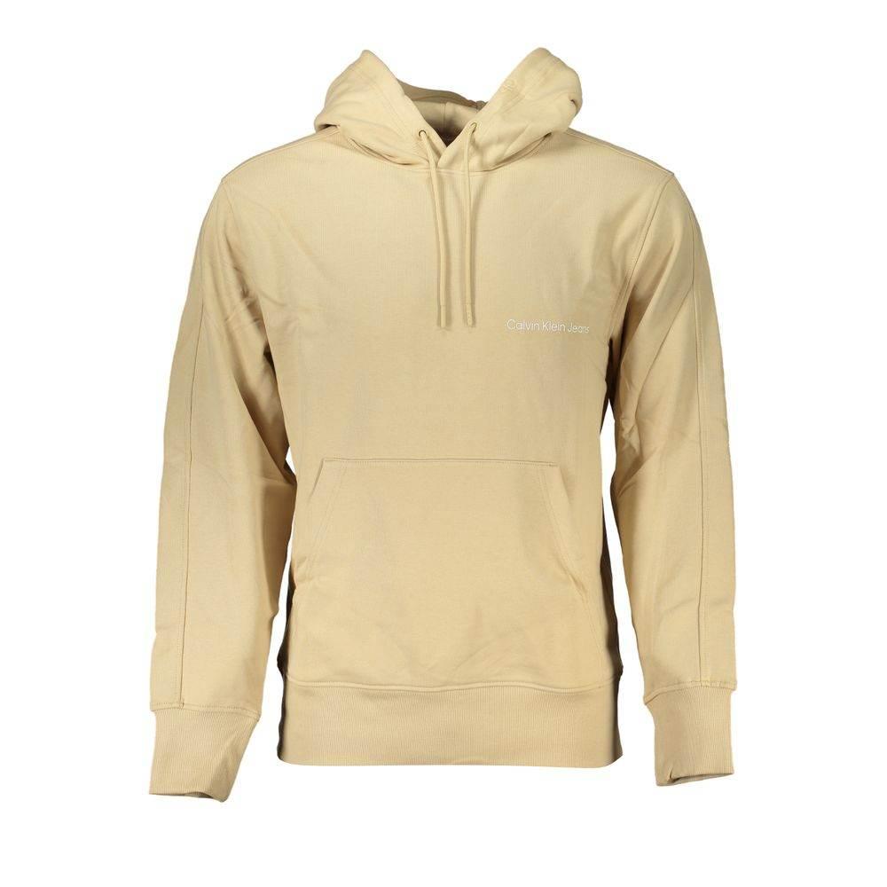 Calvin Klein Beige Brushed Cotton Hooded Sweatshirt - Hilstor