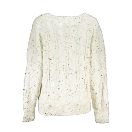 Desigual Chic Contrast V-Neck Sweater with Logo Detail - Hilstor