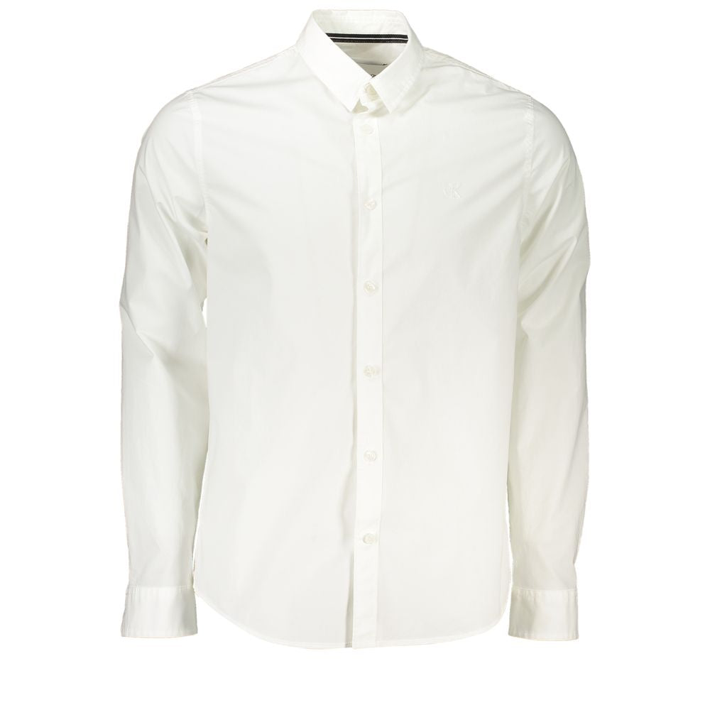 Calvin Klein Elegant Slim Fit, langærmet hvid skjorte