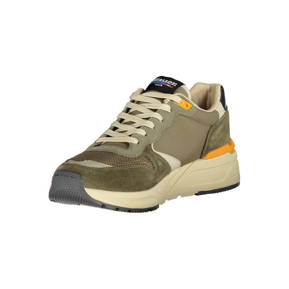 Blauer Grøn Polyester Sneaker til mænd