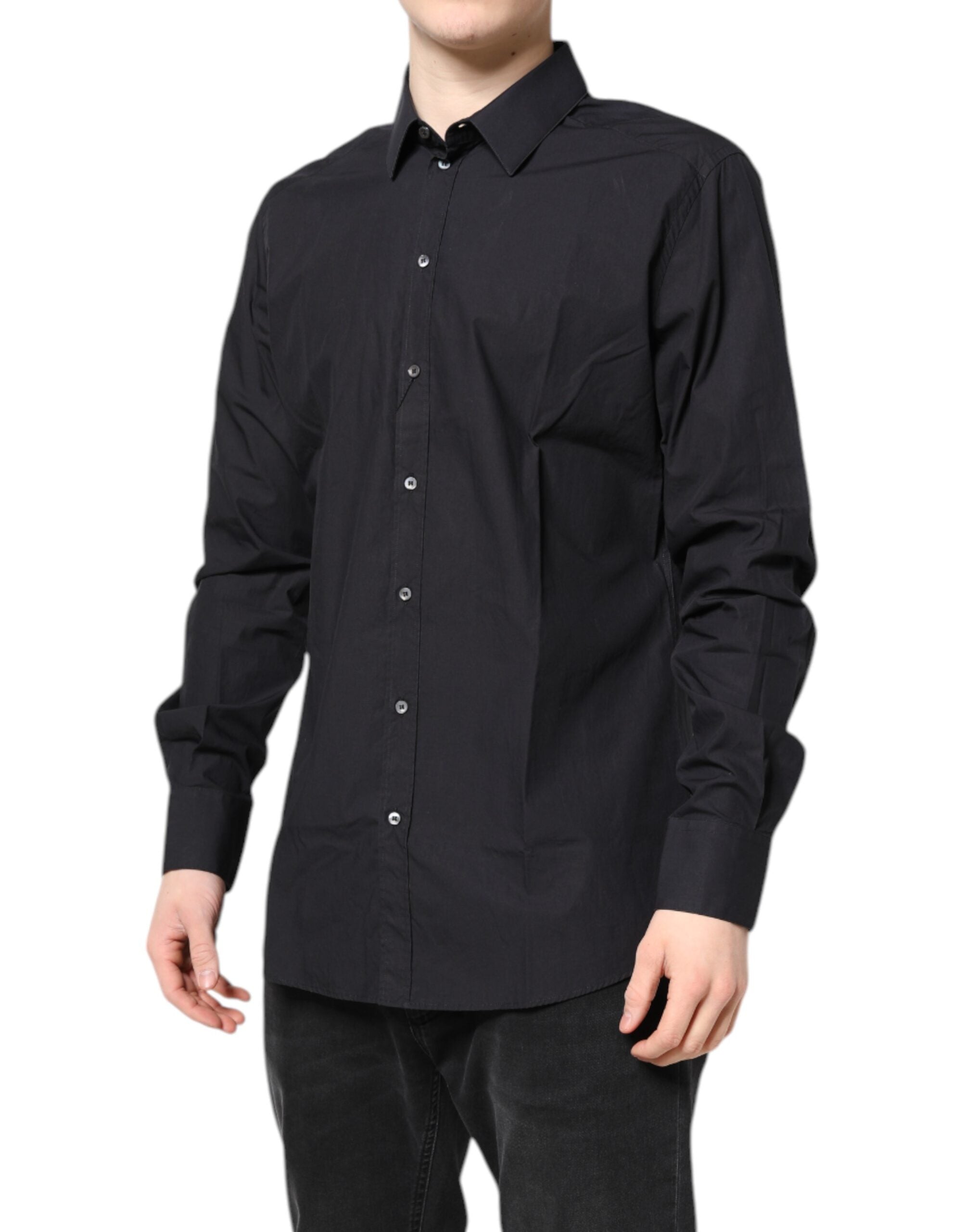 Dolce & Gabbana Black GOLD Cotton Men Dress Formal Shirt
