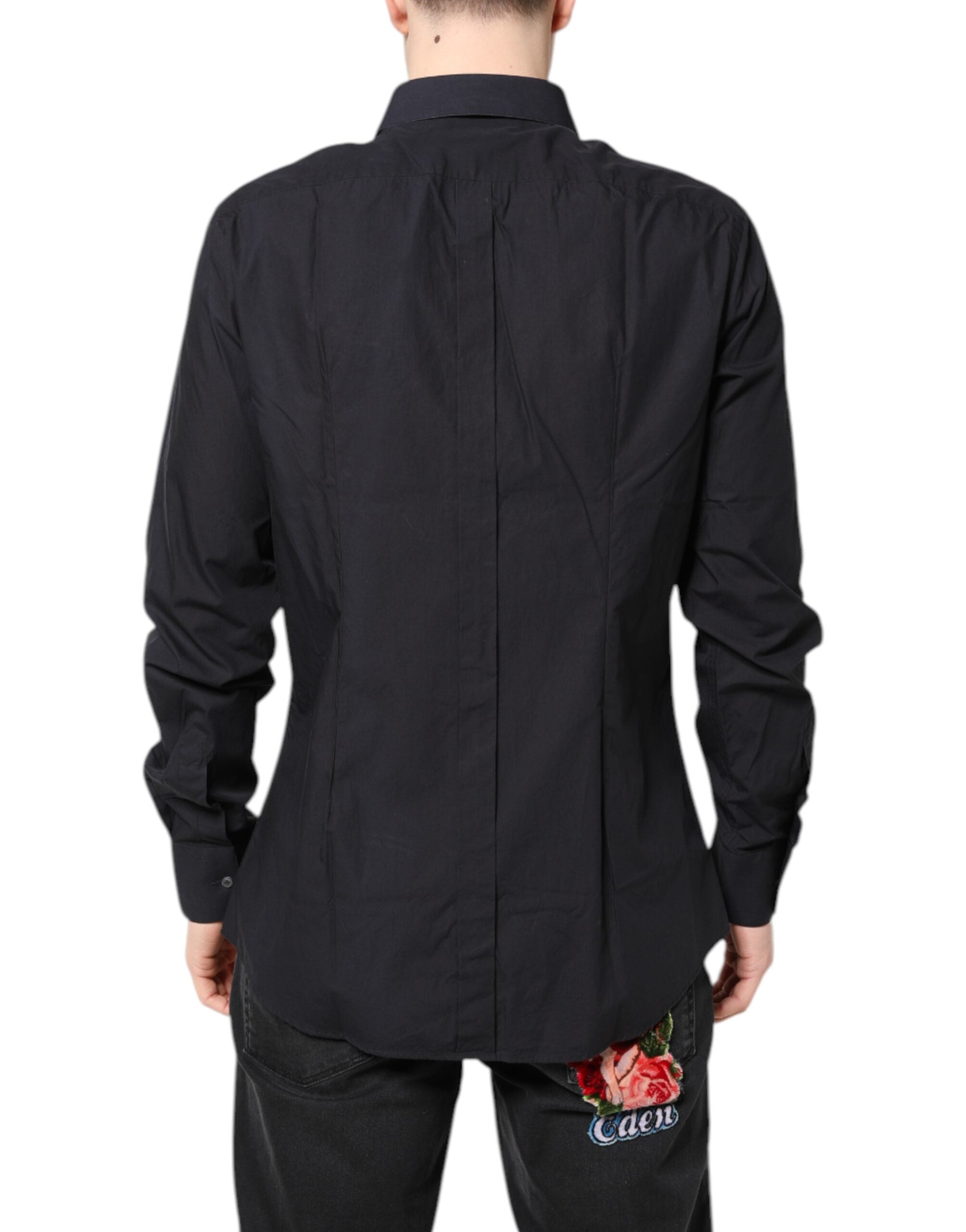 Dolce & Gabbana Black GOLD Cotton Men Dress Formal Shirt