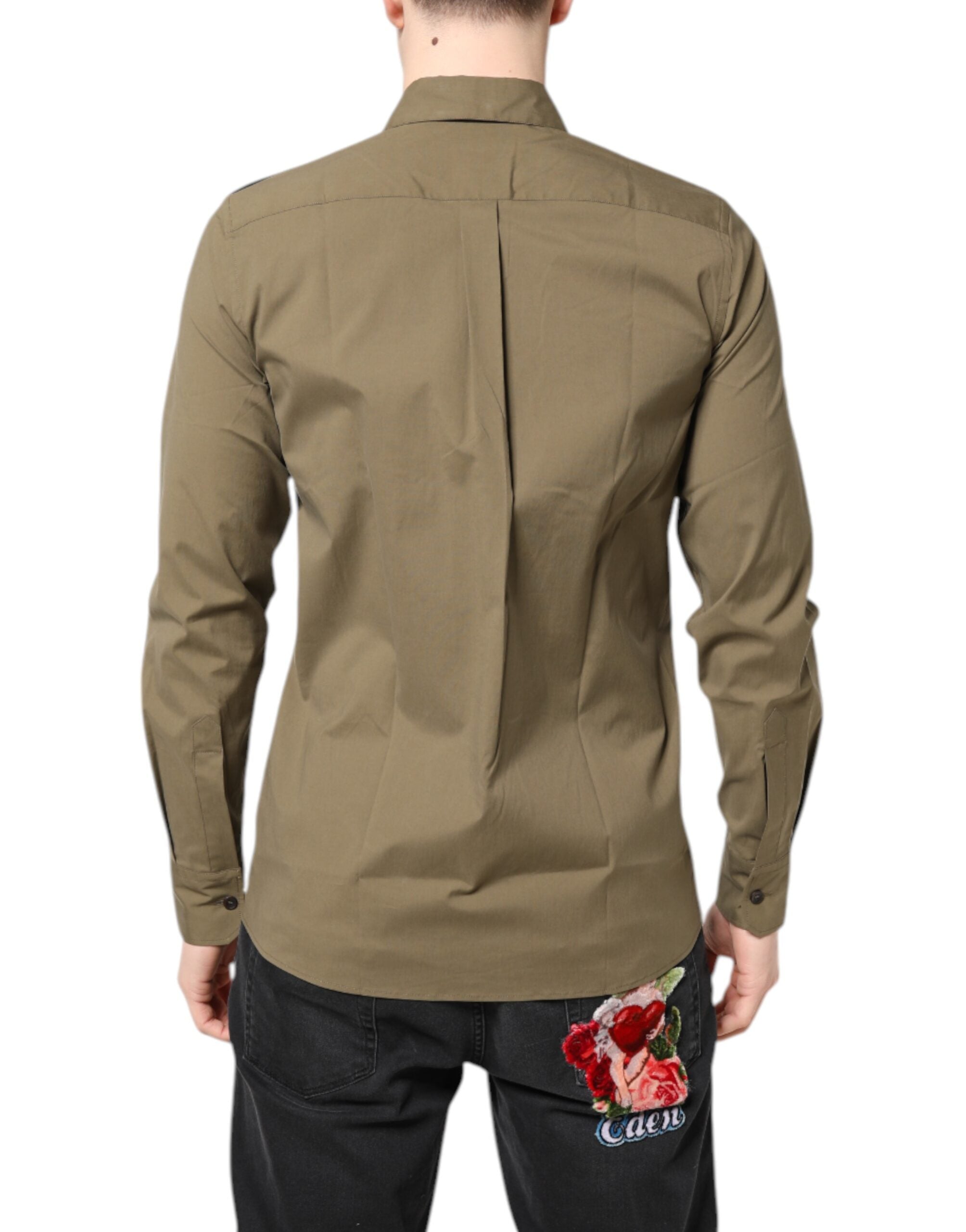 Dolce &amp; Gabbana Brun Bomulls Stretchig Avslappnad Långärmad Skjorta