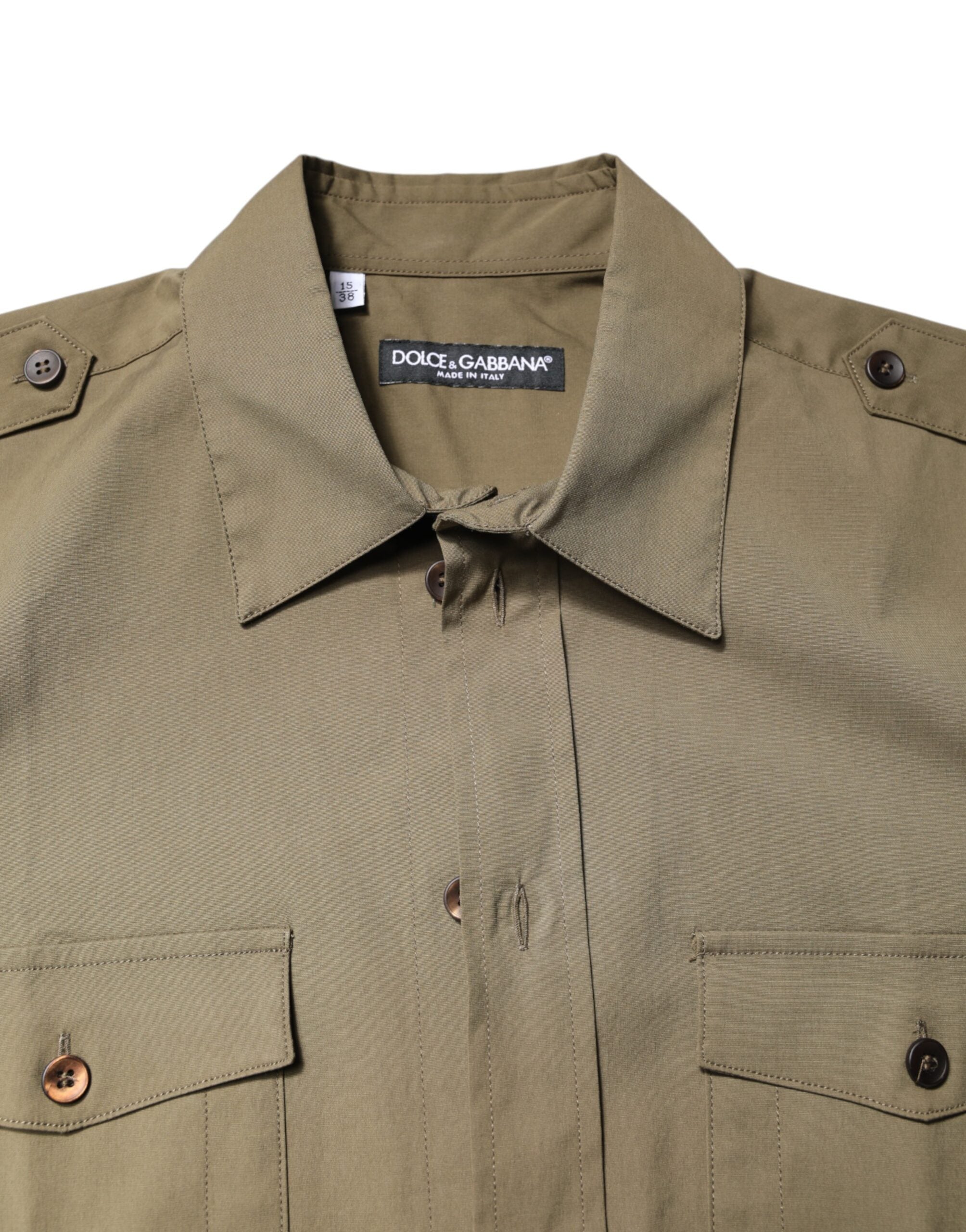 Dolce &amp; Gabbana Brun Bomulls Stretchig Avslappnad Långärmad Skjorta
