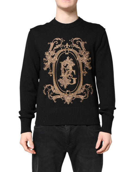 Dolce & Gabbana Black Logo Embroidery Knit Pullover Sweater