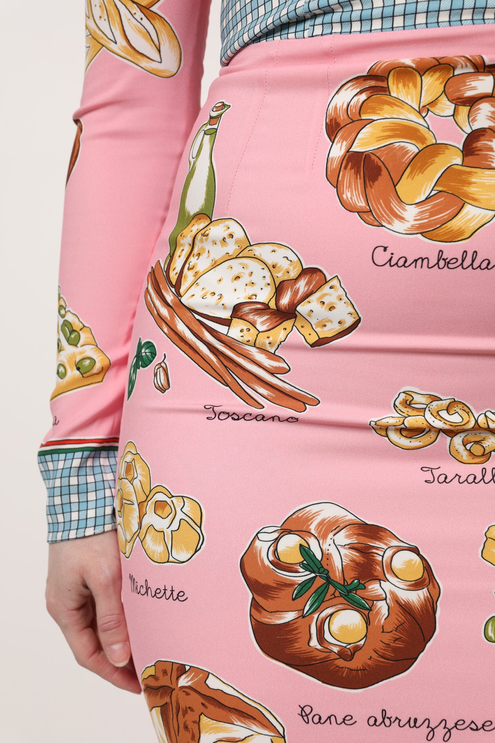 Dolce &amp; Gabbana Pink Pastry Print Bodycon Midi-kjole