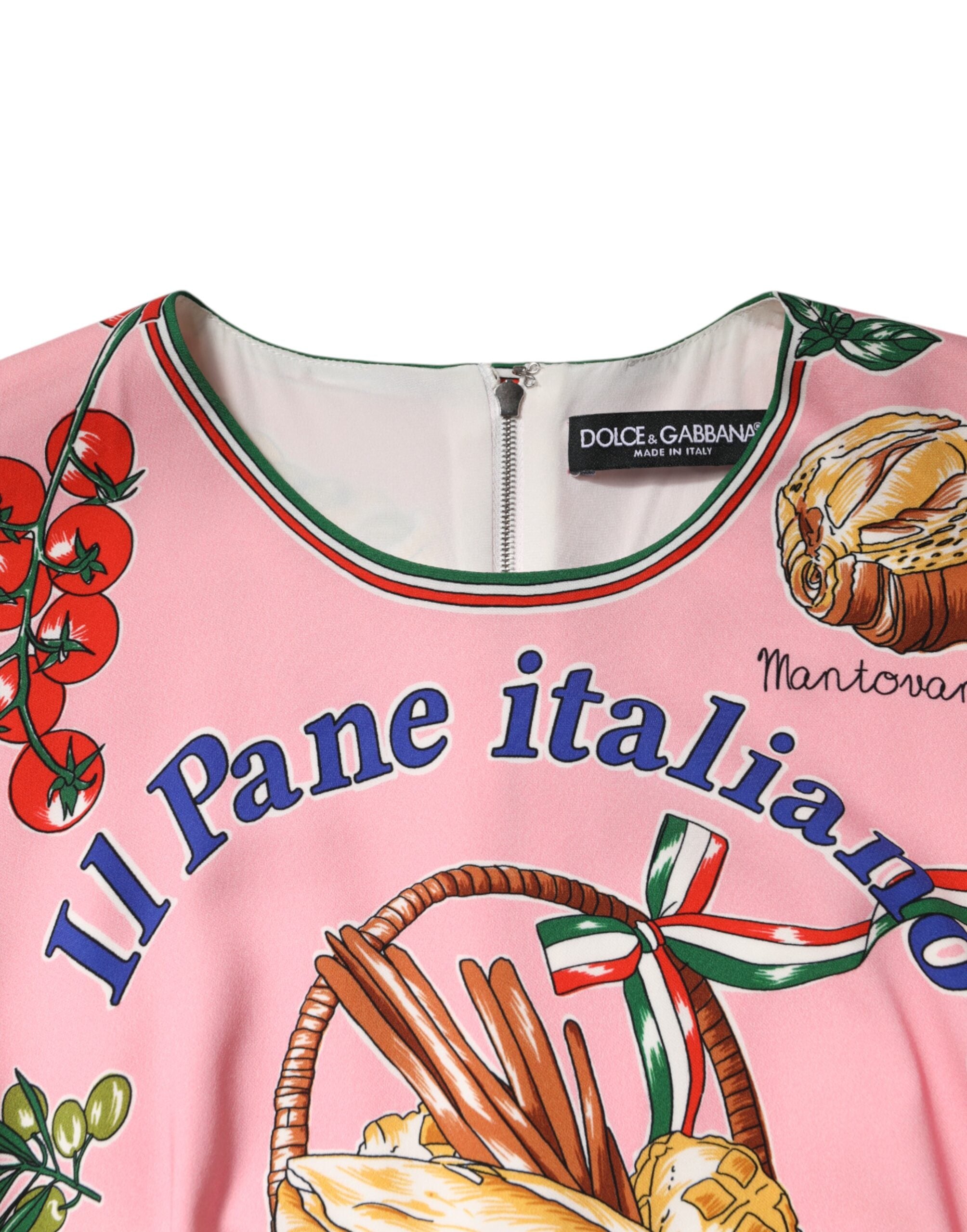 Dolce &amp; Gabbana Pink Pastry Print Bodycon Midi-kjole